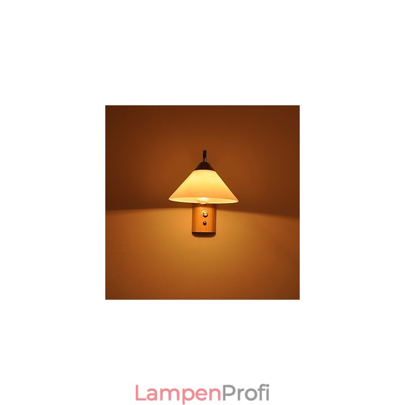 Einfache Wandlampe, Nachttischlampe mit Glasschirm und Massivholz für Schlafzimmer, Kommode, Wohnzimmer, Babyzimmer, Studentenwohnheim, Couchtisch, Bücherregal