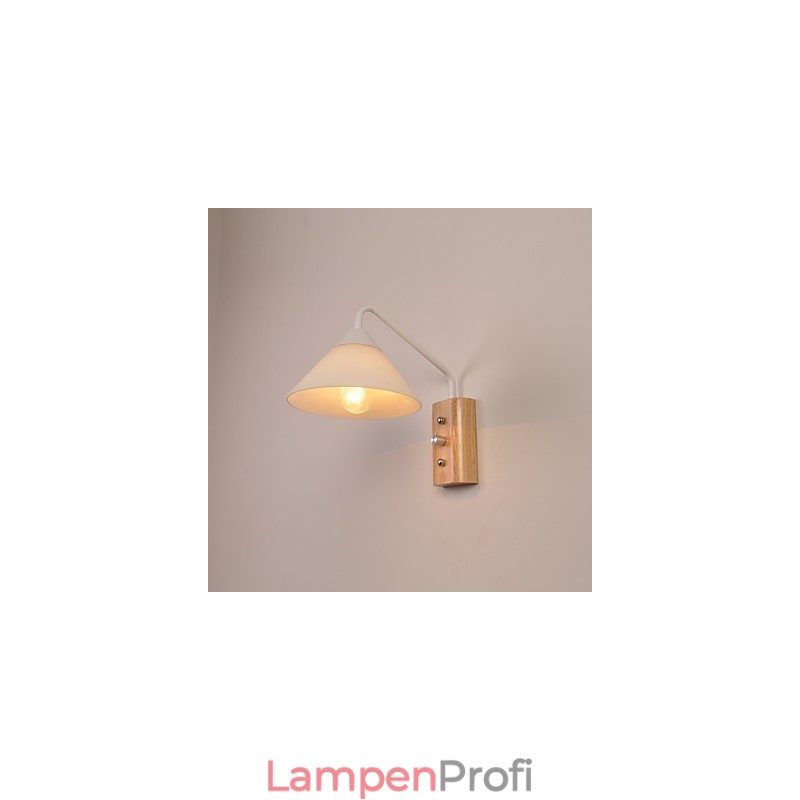 Einfache Wandlampe, Nachttischlampe mit Glasschirm und Massivholz für Schlafzimmer, Kommode, Wohnzimmer, Babyzimmer, Studentenwohnheim, Couchtisch, Bücherregal