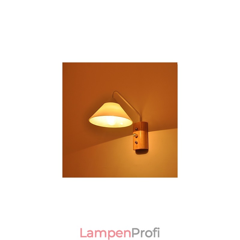 Einfache Wandlampe, Nachttischlampe mit Glasschirm und Massivholz für Schlafzimmer, Kommode, Wohnzimmer, Babyzimmer, Studentenwohnheim, Couchtisch, Bücherregal