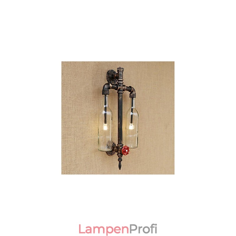 Amerikanischen Themen Restaurant Bar Eisen Mit Schalter Wasser Rohr Wein Flasche Wand Lampe Transparent
