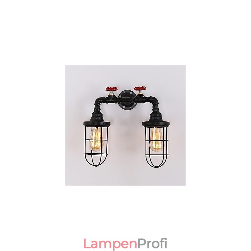 2 Köpfe Retro Industrielle Rohrwandleuchten Einfache Loft Schwarz Vogelkäfig Metall Esszimmer Küche Bar Café Dekoration Beleuchtung