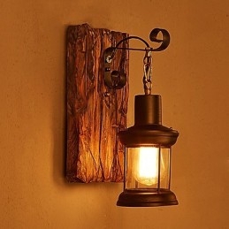 Einkopf-Industrie-Vintage-Retro-Wandleuchte aus Holz und Metall, Farbe zum Dekorieren von Wandleuchten im Home-Hotel-Korridor