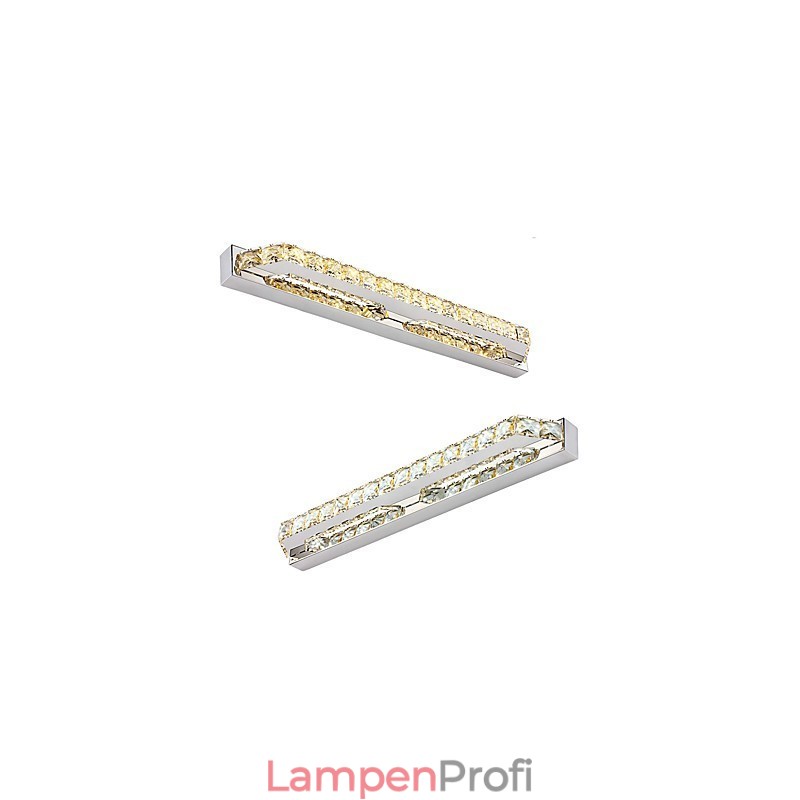 Lange hochwertige Spiegellampe Badleuchte aus Metall und Kristall Wandleuchte