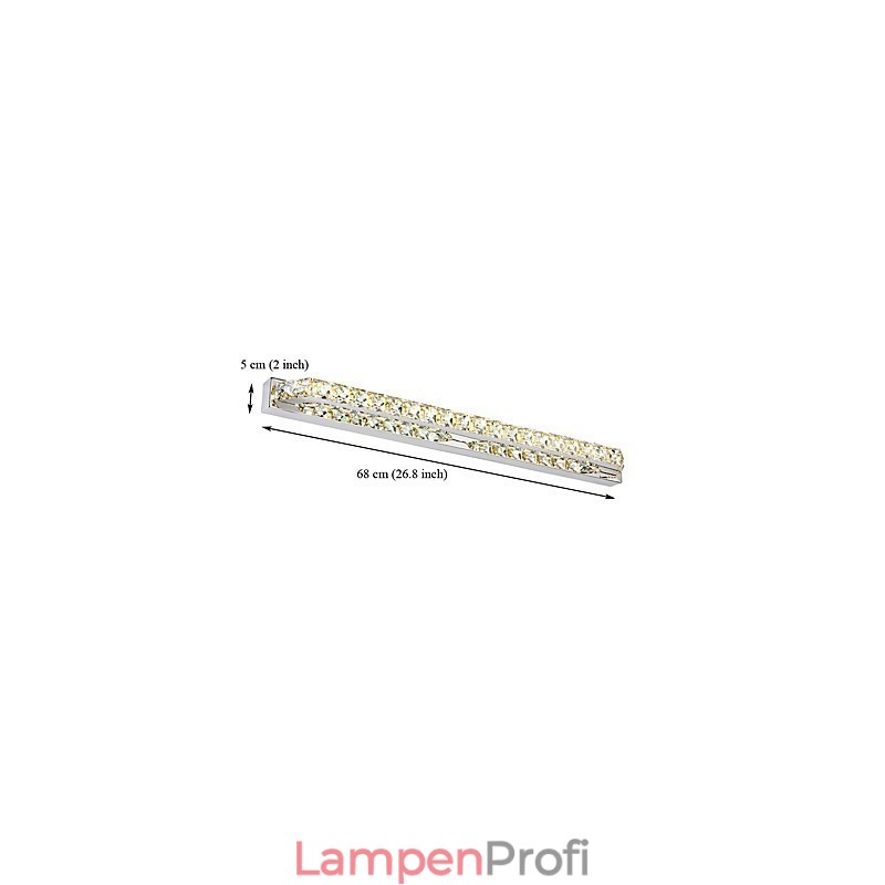 Lange hochwertige Spiegellampe Badleuchte aus Metall und Kristall Wandleuchte