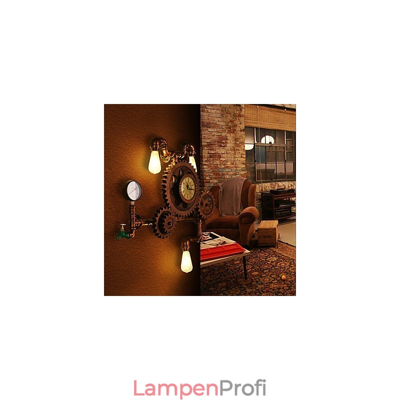 Vintage Industrielle Rohrwandleuchten Holzzahnradform Kreative drehbare Lichter Restaurant Cafe Bar Dekorationsbeleuchtung