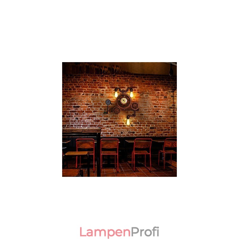 Vintage Industrielle Rohrwandleuchten Holzzahnradform Kreative drehbare Lichter Restaurant Cafe Bar Dekorationsbeleuchtung