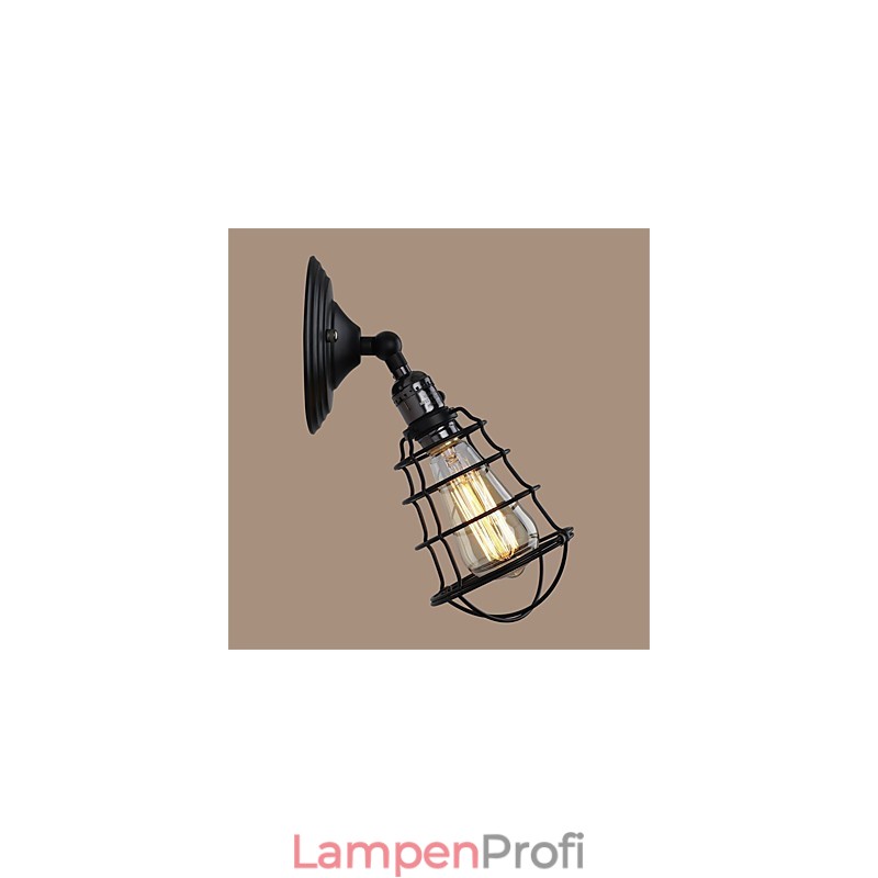 Mit Schalter Vintage 1 Licht Industrielle schwarze Metallkäfig-Loft-Wandlampe Wohnzimmer Esszimmer Flur Café Bars Bar Wandleuchte