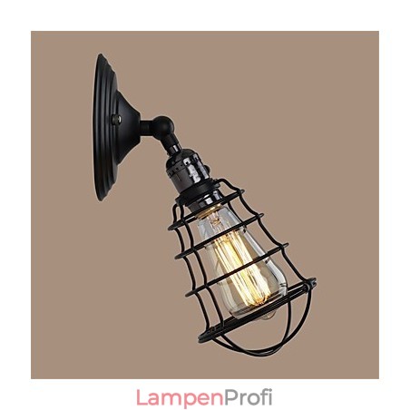 Mit Schalter Vintage 1 Licht Industrielle schwarze Metallkäfig-Loft-Wandlampe Wohnzimmer Esszimmer Flur Café Bars Bar Wandleuchte