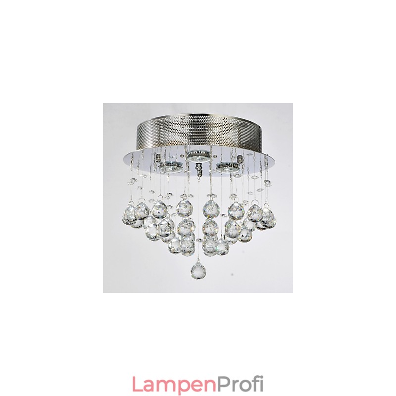 Traditional Classic Crystal Chrome Metal Flush Mount