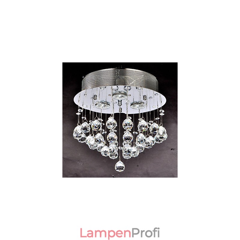 Traditional Classic Crystal Chrome Metal Flush Mount