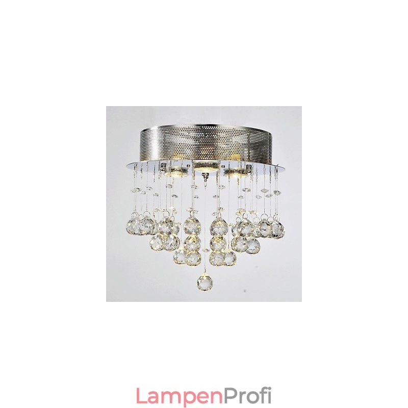 Traditional Classic Crystal Chrome Metal Flush Mount