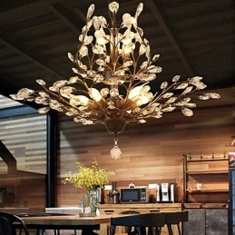 Vintage Kristall Deckenleuchte 8 Lichter Metall Malerei Schwarz ODER Gold