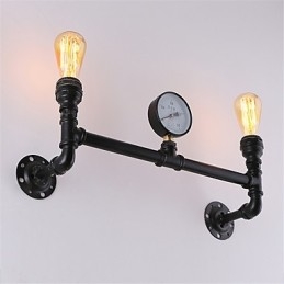 Vintage Industrielle Rohrwandleuchten Schwarze kreative Lichter Restaurant Cafe Bar Dekorationsbeleuchtung mit 2 Lichtern lackiert