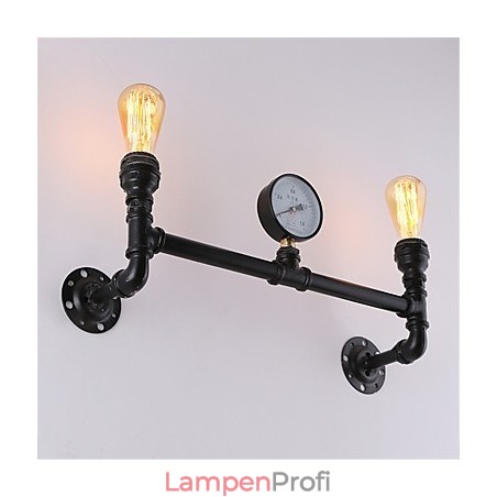 Vintage Industrielle Rohrwandleuchten Schwarze kreative Lichter Restaurant Cafe Bar Dekorationsbeleuchtung mit 2 Lichtern lackiert
