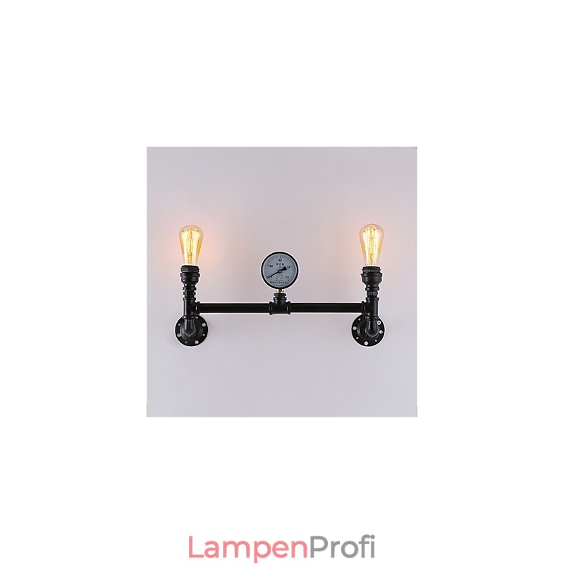 Vintage Industrielle Rohrwandleuchten Schwarze kreative Lichter Restaurant Cafe Bar Dekorationsbeleuchtung mit 2 Lichtern lackiert