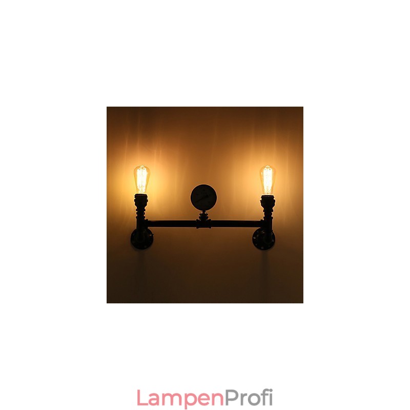 Vintage Industrielle Rohrwandleuchten Schwarze kreative Lichter Restaurant Cafe Bar Dekorationsbeleuchtung mit 2 Lichtern lackiert