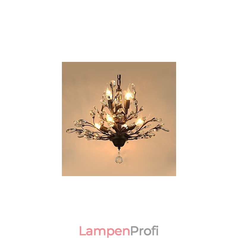 Vintage Kristall Deckenleuchte 8 Lichter Metall Malerei Schwarz ODER Gold