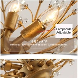 Vintage Kristall Deckenleuchte 8 Lichter Metall Malerei Schwarz ODER Gold