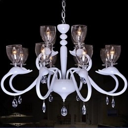 Europäischer Stil Kristall Droplight Individualität Creative Swan 12 Licht Kronleuchter