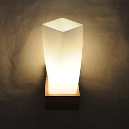 Einfache Wandlampe, Nachttischlampe mit Glasschirm und Massivholz für Schlafzimmer, Kommode, Wohnzimmer, Babyzimmer, Studentenwohnheim, Couchtisch, Bücherregal