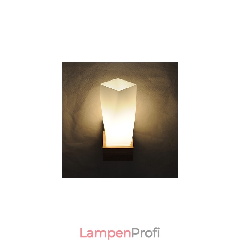Einfache Wandlampe, Nachttischlampe mit Glasschirm und Massivholz für Schlafzimmer, Kommode, Wohnzimmer, Babyzimmer, Studentenwohnheim, Couchtisch, Bücherregal
