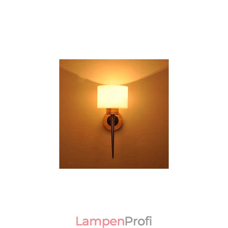 Einfache Wandlampe, Nachttischlampe mit Glasschirm und Massivholz für Schlafzimmer, Kommode, Wohnzimmer, Babyzimmer