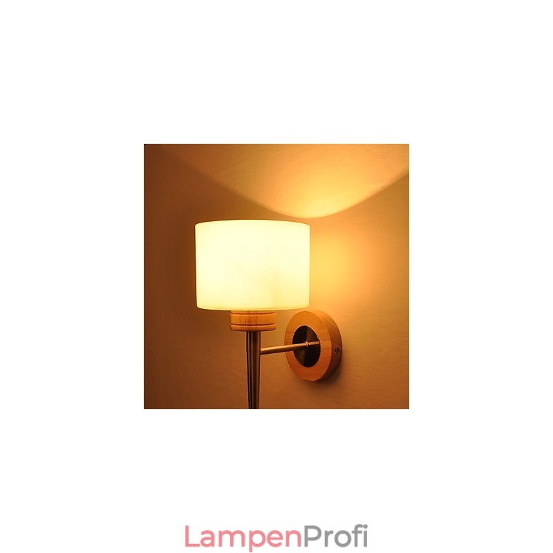 Einfache Wandlampe, Nachttischlampe mit Glasschirm und Massivholz für Schlafzimmer, Kommode, Wohnzimmer, Babyzimmer