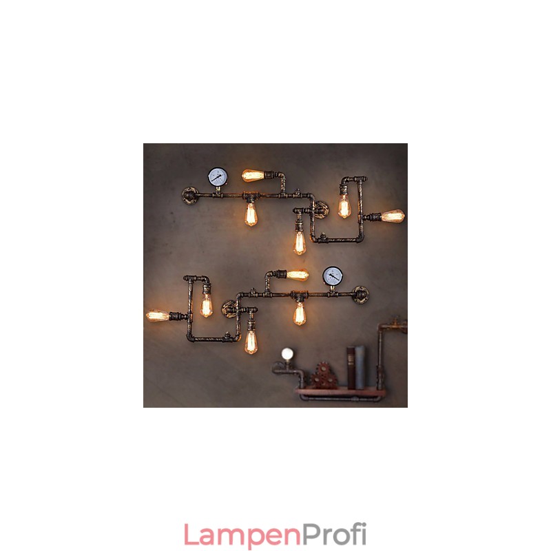 Loft Industrielle Wandlampen Antike Edison Wandleuchten mit Glühbirnen Vintage Pipe Wandlampe für Wohnzimmerbeleuchtung