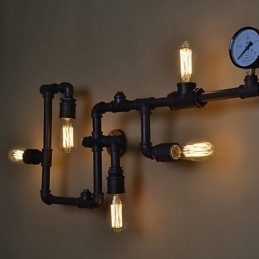 Loft Industrielle Wandlampen Antike Edison Wandleuchten mit Glühbirnen Vintage Pipe Wandlampe für Wohnzimmerbeleuchtung