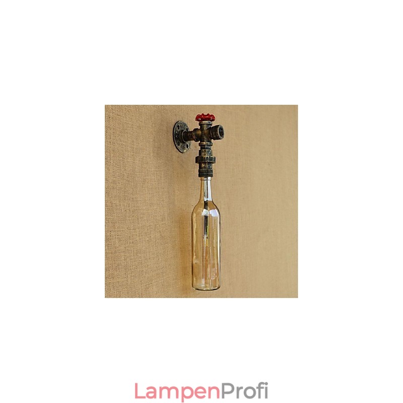 Bernsteinfarbene Wasserwandleuchte mit Schalter