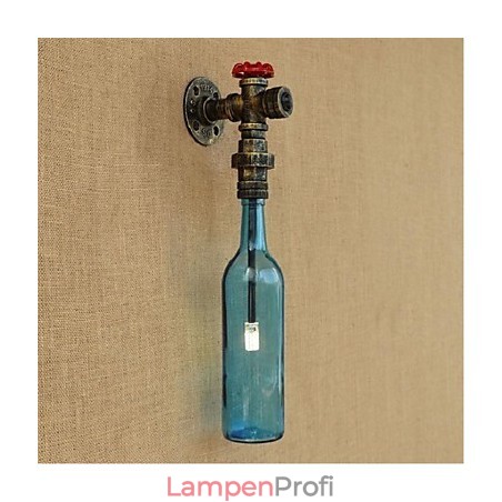 Wandschalter mit Wasserrohrflaschen-Wandleuchte Wandschalter mit Wasserrohrflaschen-Wandleuchte