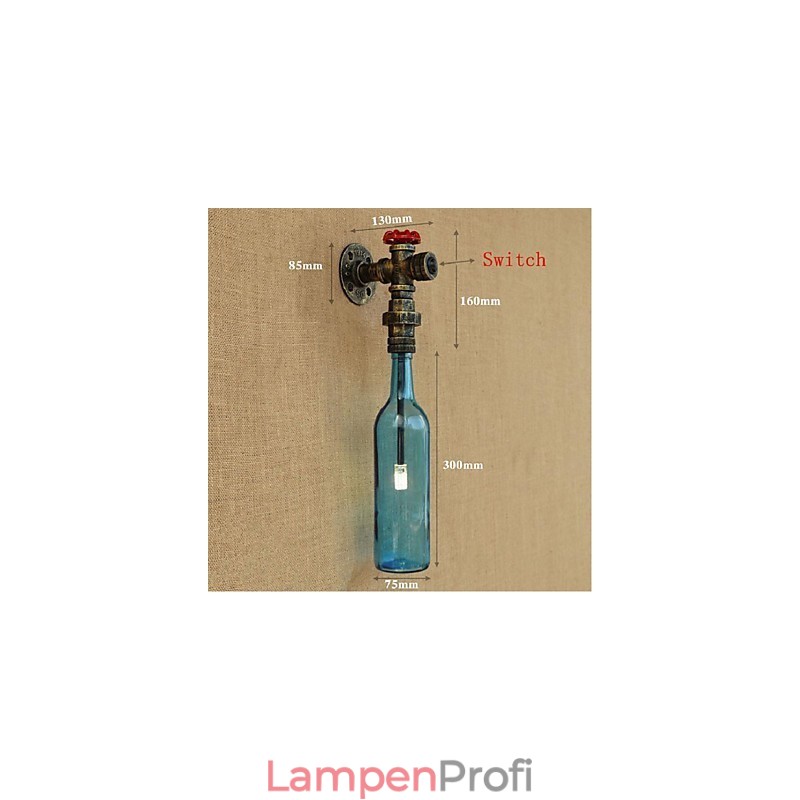 Wandschalter mit Wasserrohrflaschen-Wandleuchte