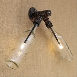 Retro American Village Creative Industry Wind Designer Wasserflasche Wandleuchte Wandleuchte Blau Transparent