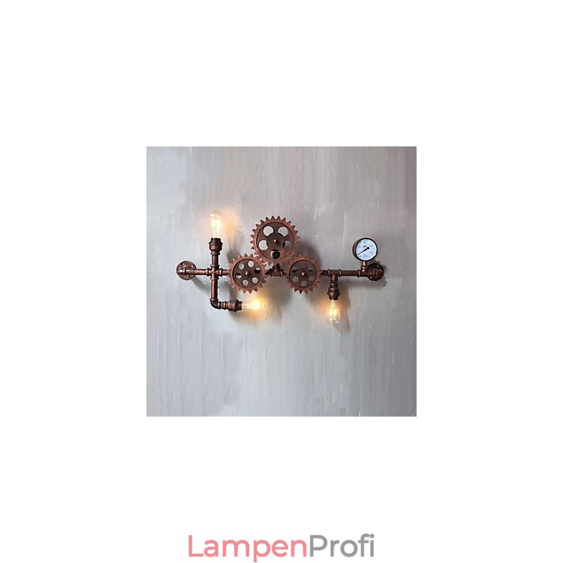 Vintage Industrielle Rohrwandleuchten Holzzahnradform Kreative drehbare Lichter Restaurant Cafe Bar Dekorationsbeleuchtung