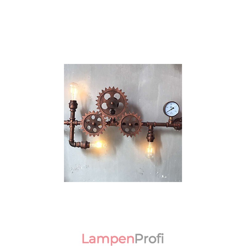 Vintage Industrielle Rohrwandleuchten Holzzahnradform Kreative drehbare Lichter Restaurant Cafe Bar Dekorationsbeleuchtung