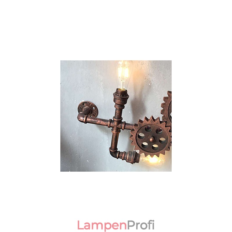 Vintage Industrielle Rohrwandleuchten Holzzahnradform Kreative drehbare Lichter Restaurant Cafe Bar Dekorationsbeleuchtung