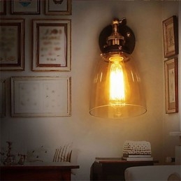 Industrielle Edison-Wandleuchte aus Glas mit Metallsockel, Wandleuchte für Esszimmer, Arbeitszimmer, Büro, Flur