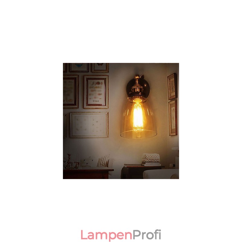 Industrielle Edison-Wandleuchte aus Glas mit Metallsockel, Wandleuchte für Esszimmer, Arbeitszimmer, Büro, Flur