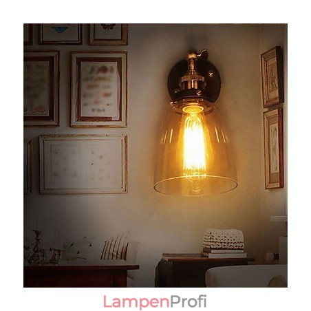 Industrielle Edison-Wandleuchte aus Glas mit Metallsockel, Wandleuchte für Esszimmer, Arbeitszimmer, Büro, Flur Industrielle Edison-Wandleuchte aus Glas mit Metallsockel, Wandleuchte für Esszimmer, Arbeitszimmer, Büro, Flur