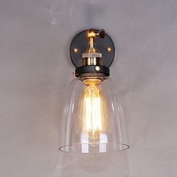 Industrielle Edison-Wandleuchte aus Glas mit Metallsockel, Wandleuchte für Esszimmer, Arbeitszimmer, Büro, Flur