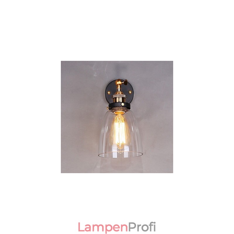 Industrielle Edison-Wandleuchte aus Glas mit Metallsockel, Wandleuchte für Esszimmer, Arbeitszimmer, Büro, Flur