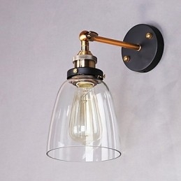 Industrielle Edison-Wandleuchte aus Glas mit Metallsockel, Wandleuchte für Esszimmer, Arbeitszimmer, Büro, Flur