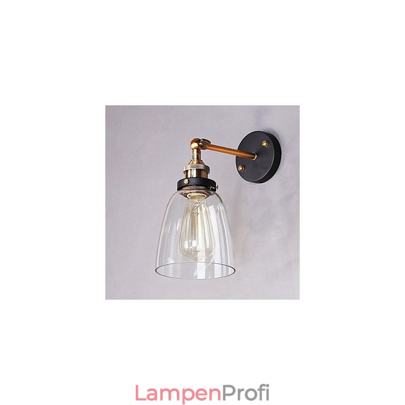 Industrielle Edison-Wandleuchte aus Glas mit Metallsockel, Wandleuchte für Esszimmer, Arbeitszimmer, Büro, Flur