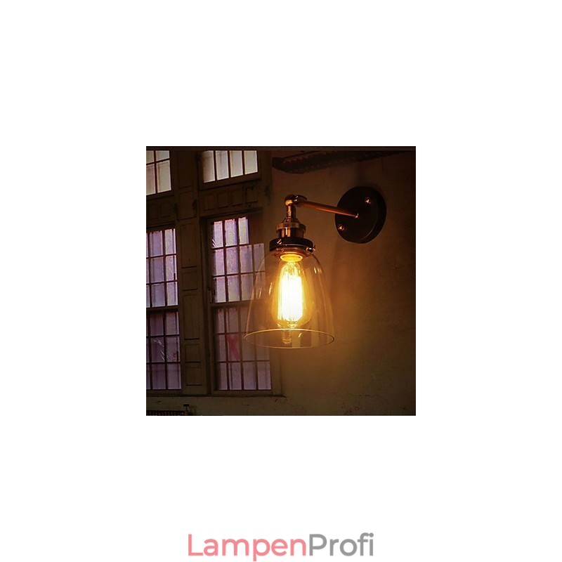 Industrielle Edison-Wandleuchte aus Glas mit Metallsockel, Wandleuchte für Esszimmer, Arbeitszimmer, Büro, Flur