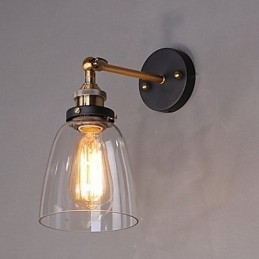 Industrielle Edison-Wandleuchte aus Glas mit Metallsockel, Wandleuchte für Esszimmer, Arbeitszimmer, Büro, Flur