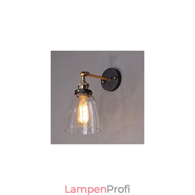 Industrielle Edison-Wandleuchte aus Glas mit Metallsockel, Wandleuchte für Esszimmer, Arbeitszimmer, Büro, Flur