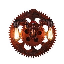 2 Köpfe Vintage Industrielle Wandleuchten Holz Zahnradform Lichter Restaurant Cafe Bar Dekoration Wandleuchten