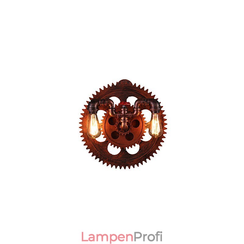 2 Köpfe Vintage Industrielle Wandleuchten Holz Zahnradform Lichter Restaurant Cafe Bar Dekoration Wandleuchten