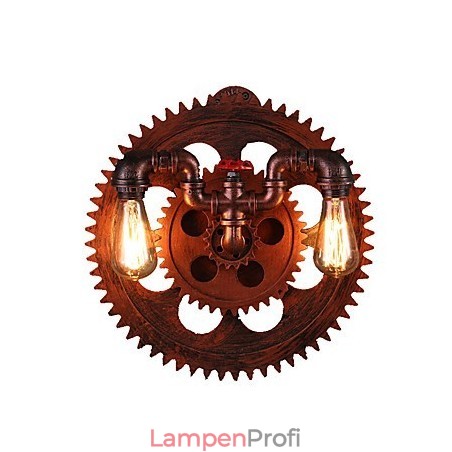 2 Köpfe Vintage Industrielle Wandleuchten Holz Zahnradform Lichter Restaurant Cafe Bar Dekoration Wandleuchten