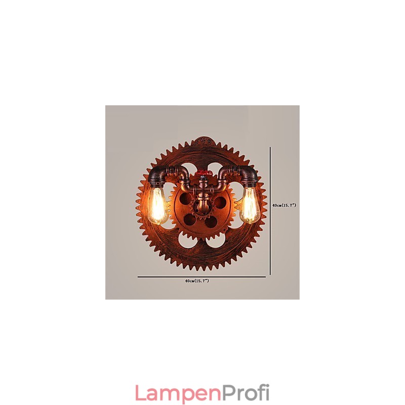 2 Köpfe Vintage Industrielle Wandleuchten Holz Zahnradform Lichter Restaurant Cafe Bar Dekoration Wandleuchten